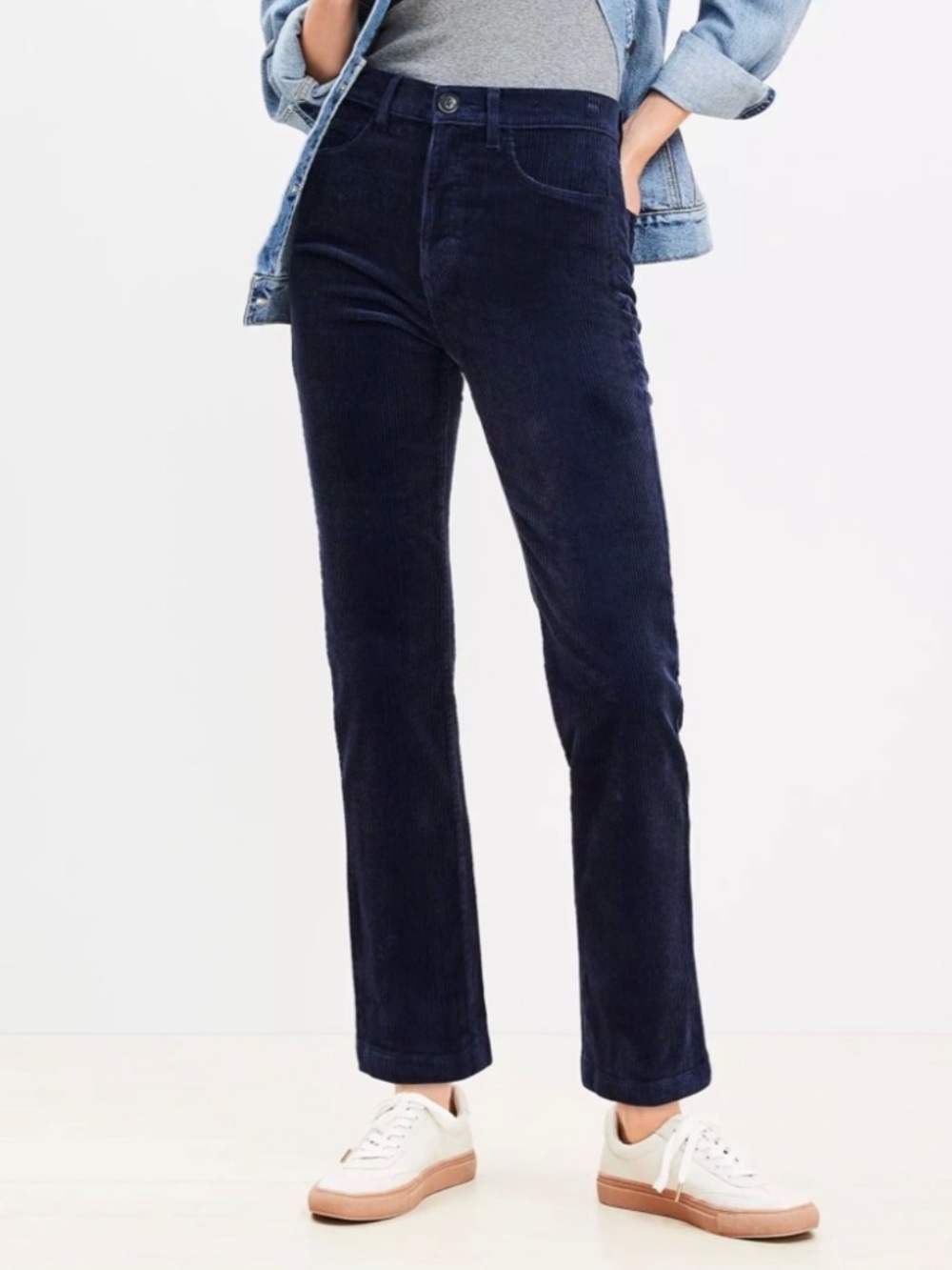 NWT LOFT straight leg navy corduroy pants - Size 31/12R